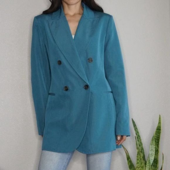 Oscar de La Renta Double Breasted SlateBlue Blazer size 10 - Picture 2 of 15